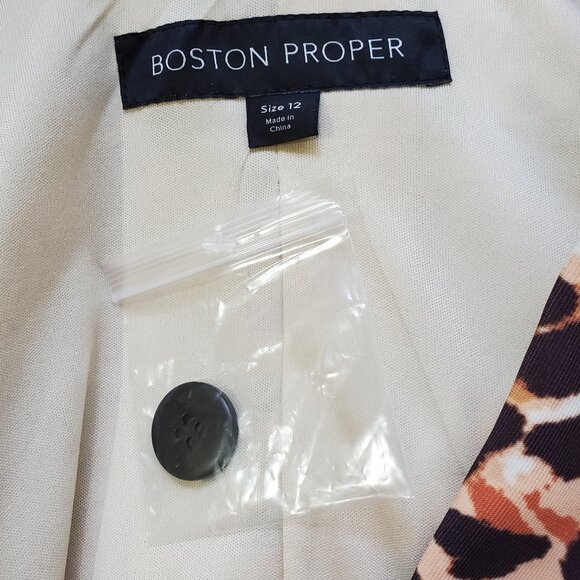 Boston Proper Beyond Travel Animal Print Cold Shoulder Blazer Size 12 - Picture 6 of 12